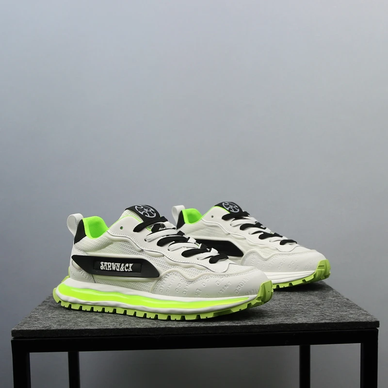 胶粘夏季素面透气拼色厚底网面鞋秋季时尚老爹鞋男士春季百搭