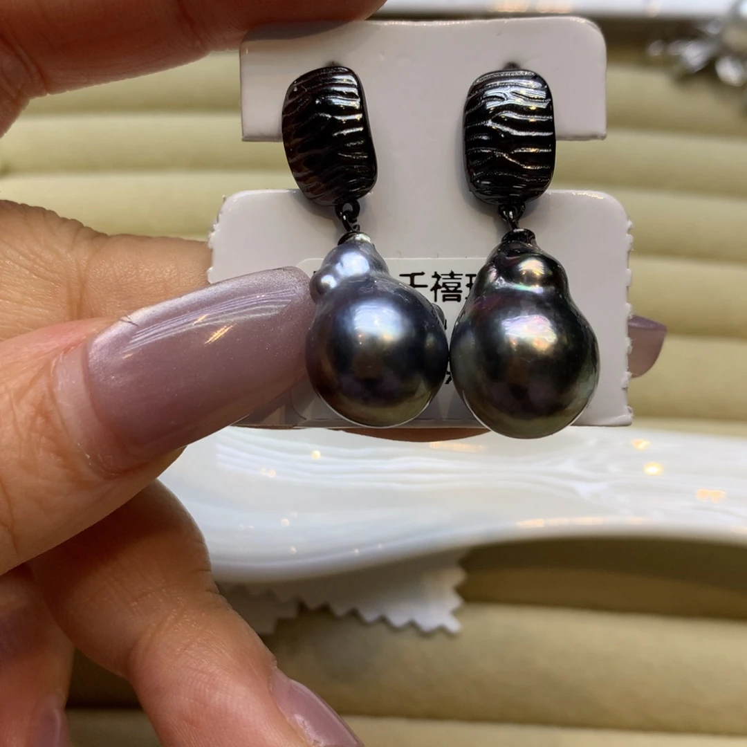 银S925镶嵌耳饰海水珍珠