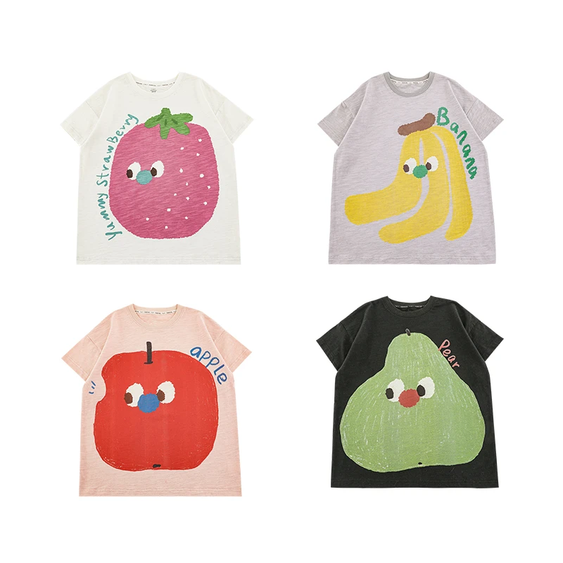 【果然透气】夏叁波洋气汉服四色水果印花T恤潮X5291