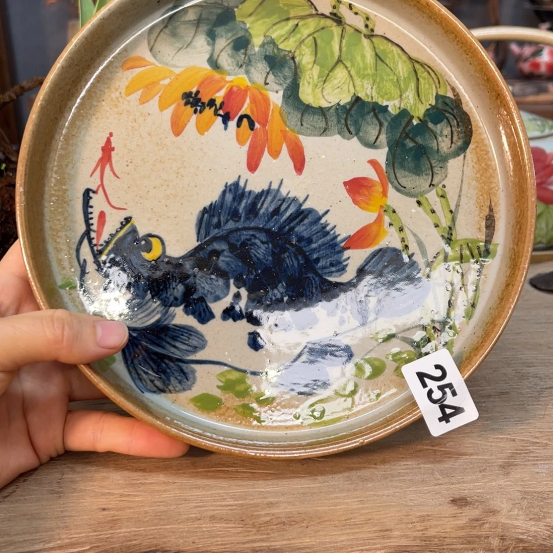 壶素浅陶瓷手工手绘