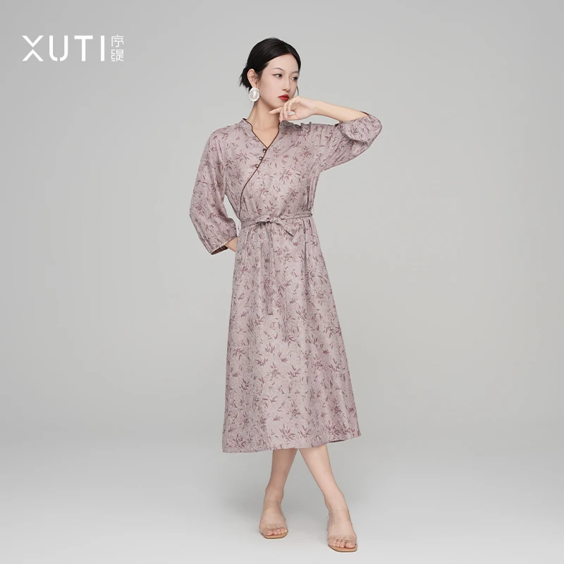 序缇『慕仙』新款夏季新中式三经绞罗非遗桑蚕丝连衣裙女H127-17902