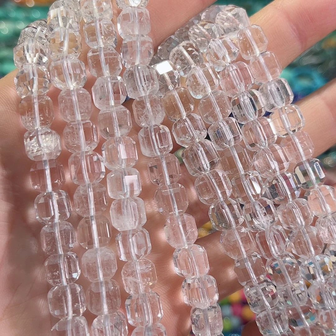 玛瑙/玉髓合金珠宝半成品白水方糖一条8mm