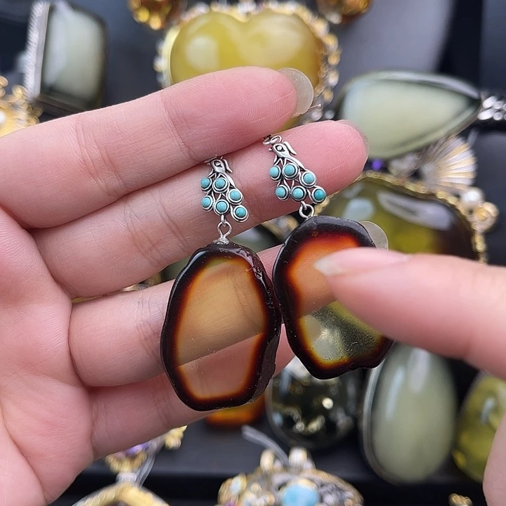 琥珀银S925镶嵌裸石