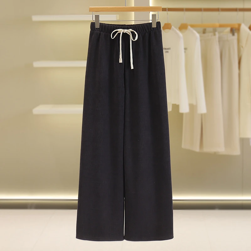 【伍莎-自营】灯芯绒加厚直筒裤松紧腰绑带休闲裤#ODK48K9855