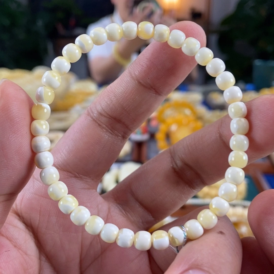 琥珀未镶嵌珠宝奇石5白蜡老型手串