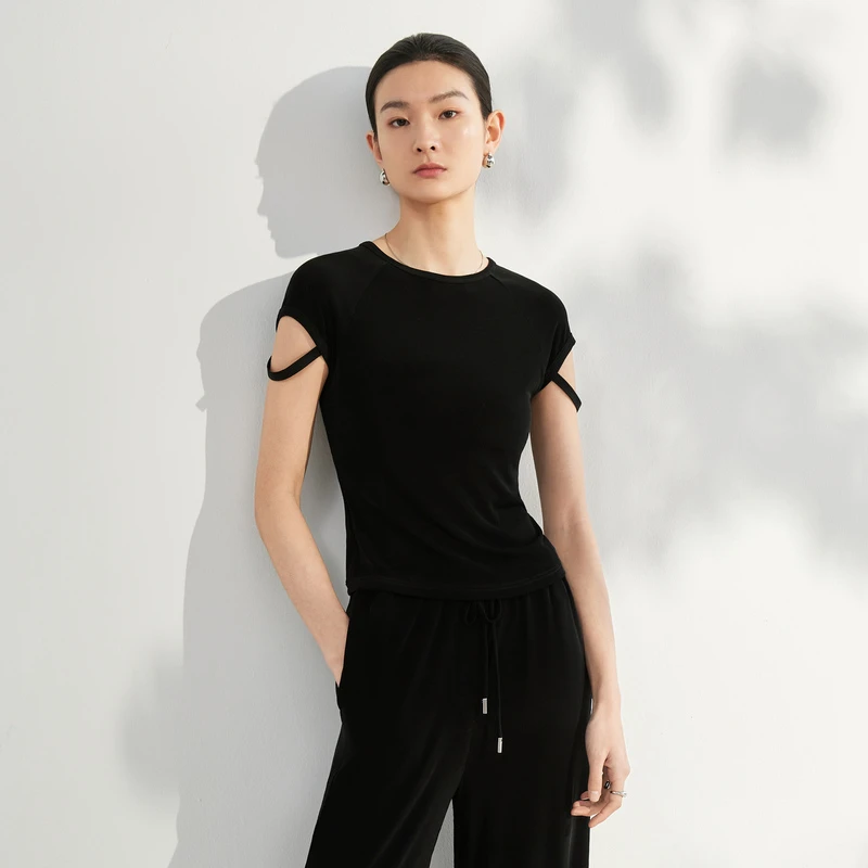 【平子专属】HPLY/荷比俪舒适针织圆领T恤HDD21620010