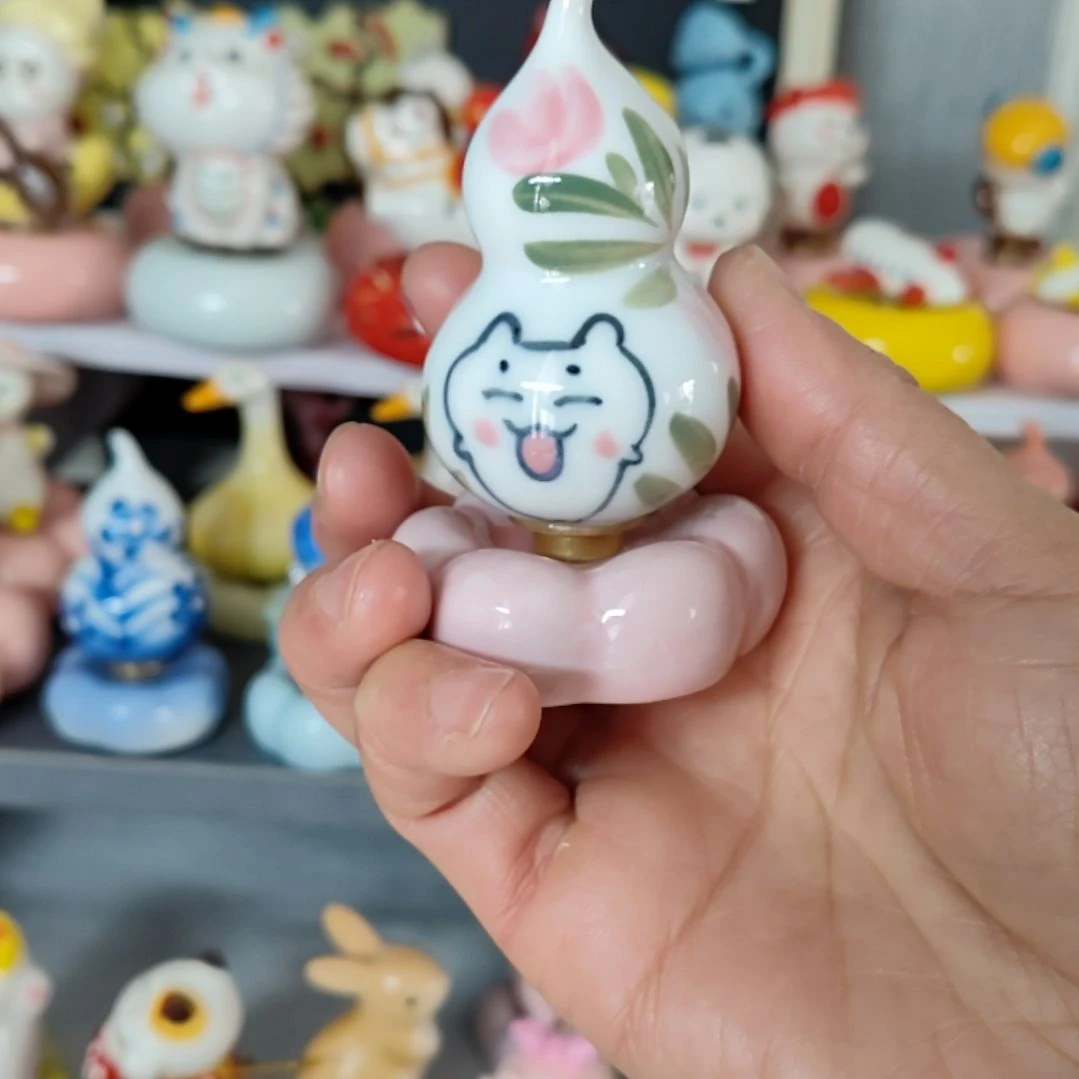 陶瓷葫芦转转摆件