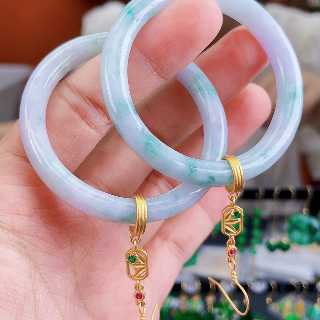 银S925镶嵌翡翠耳饰