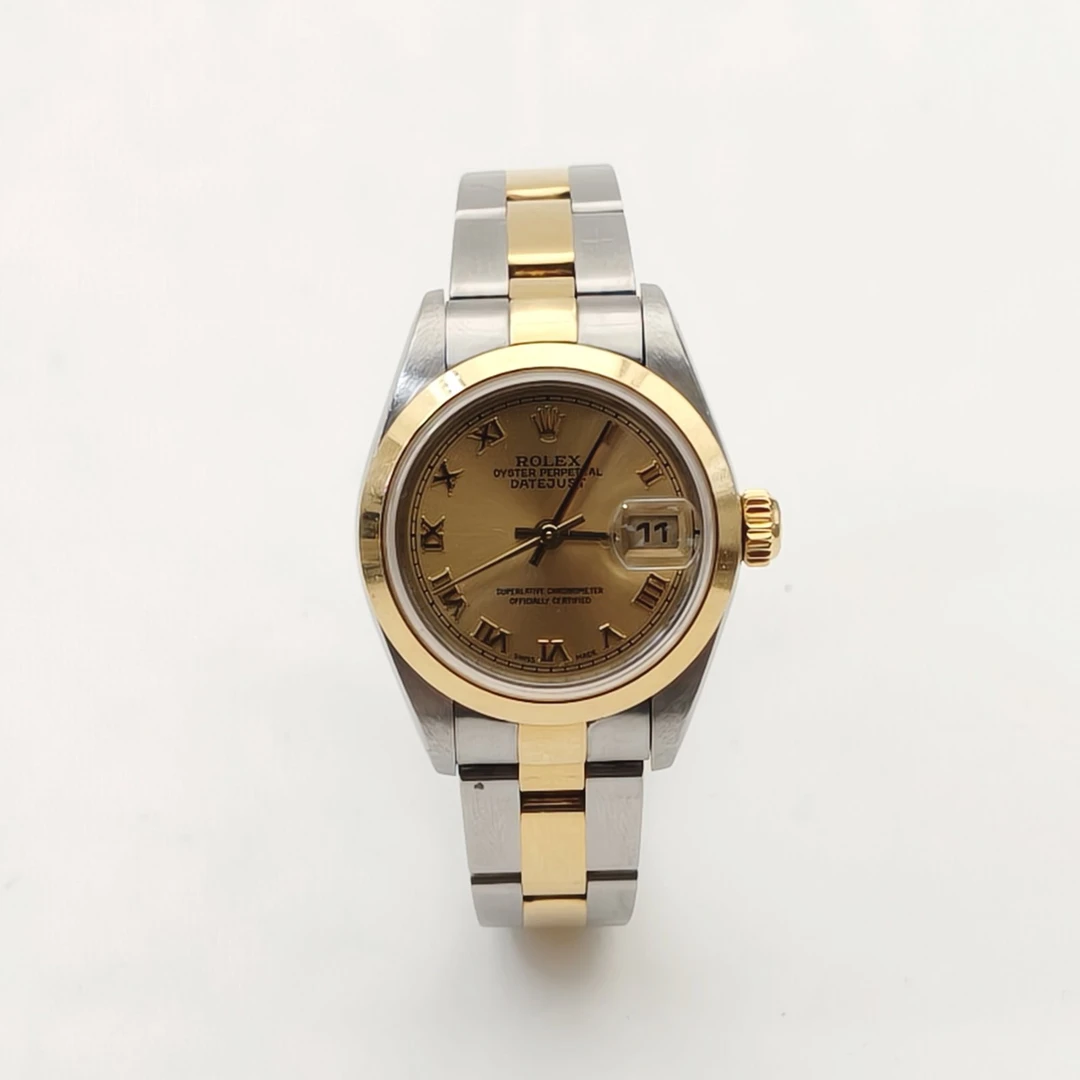 99新 Rolex/劳力士 【黑黑】 劳力士女装日志型系列金罗马盘腕表