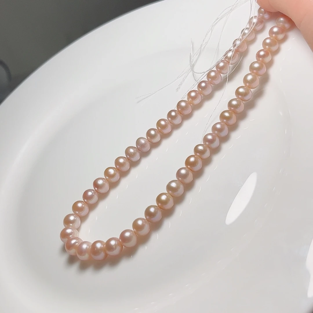 淡水珍珠项链未镶嵌8.3左右罕见樱花粉温温柔柔的氛围感