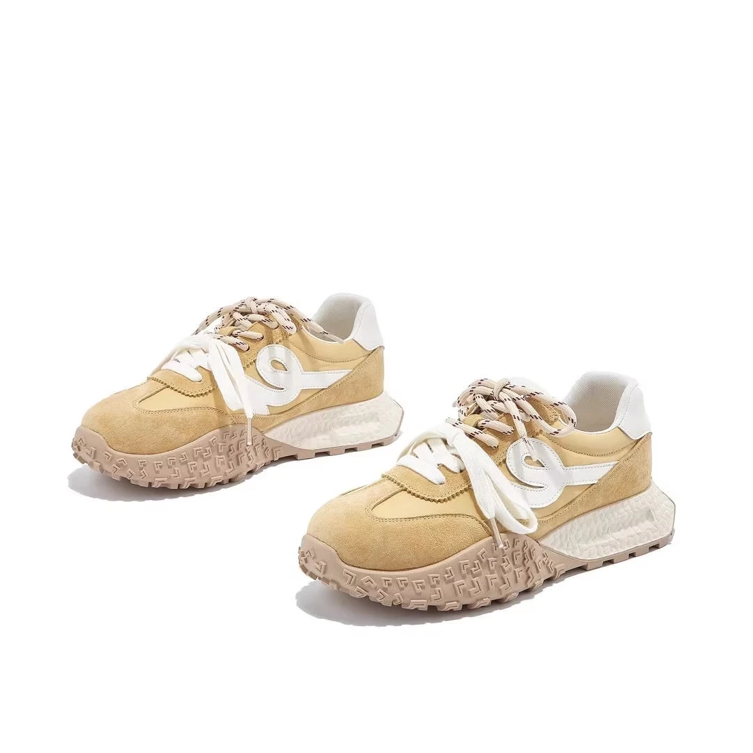 真皮厚底阿甘鞋女2025春季新款爆款复古平底德训鞋百搭休闲运动鞋