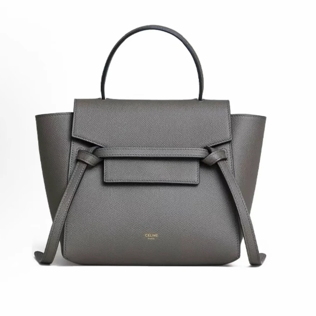 99新 Celine/思琳 Celine 瑟琳灰色鲶鱼包24底长小号手提包