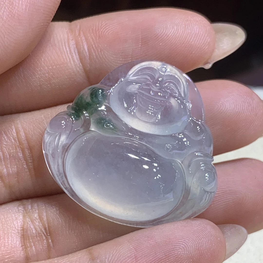缅甸天然翡翠A货，种好老料饱满佛，肥嘟嘟体型一流，无需包容，