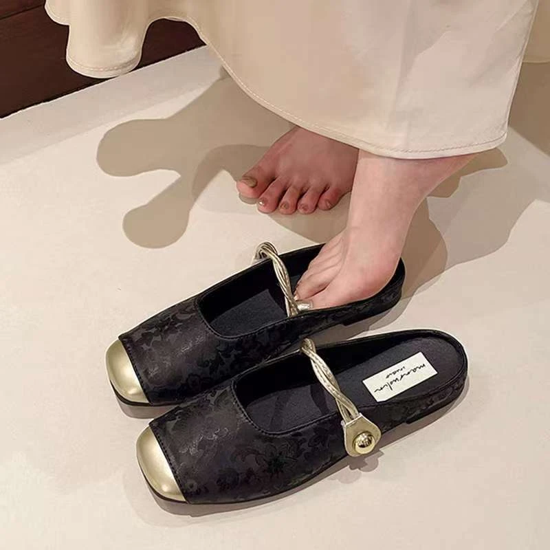 肥仔推荐 1680-12 春夏新款小香风 时尚气质舒适女士小方头半托