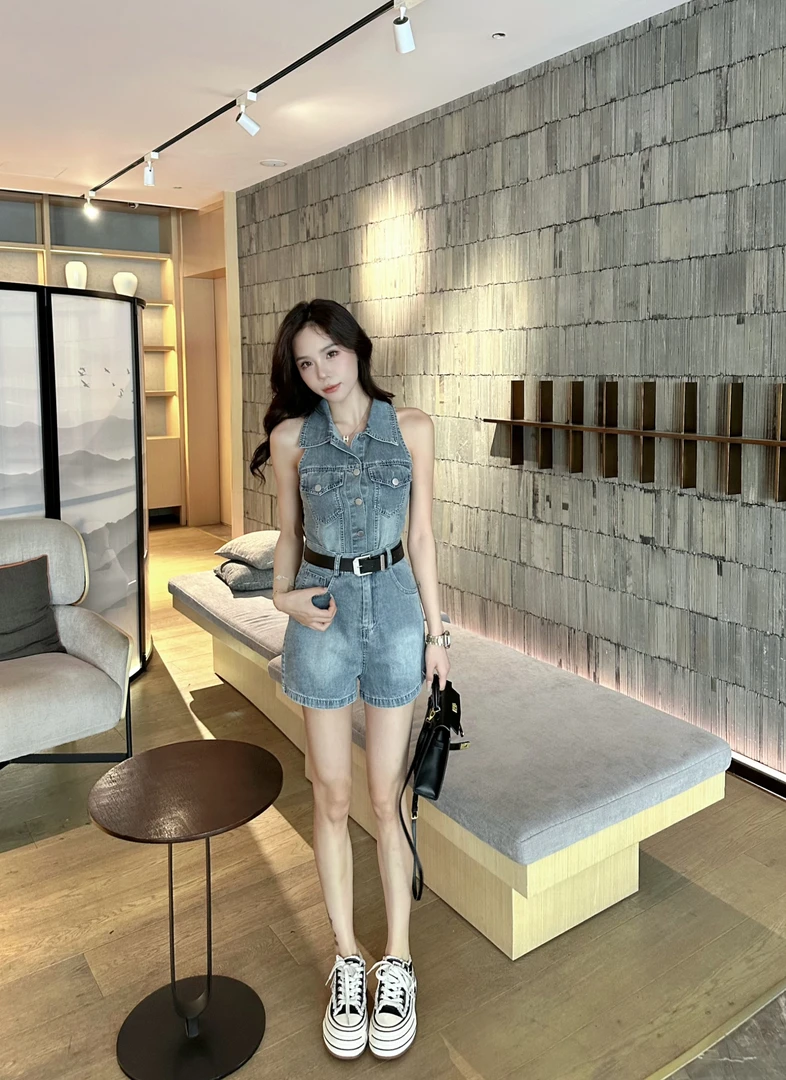 【田姜女装】韩版气质显瘦牛仔两件套