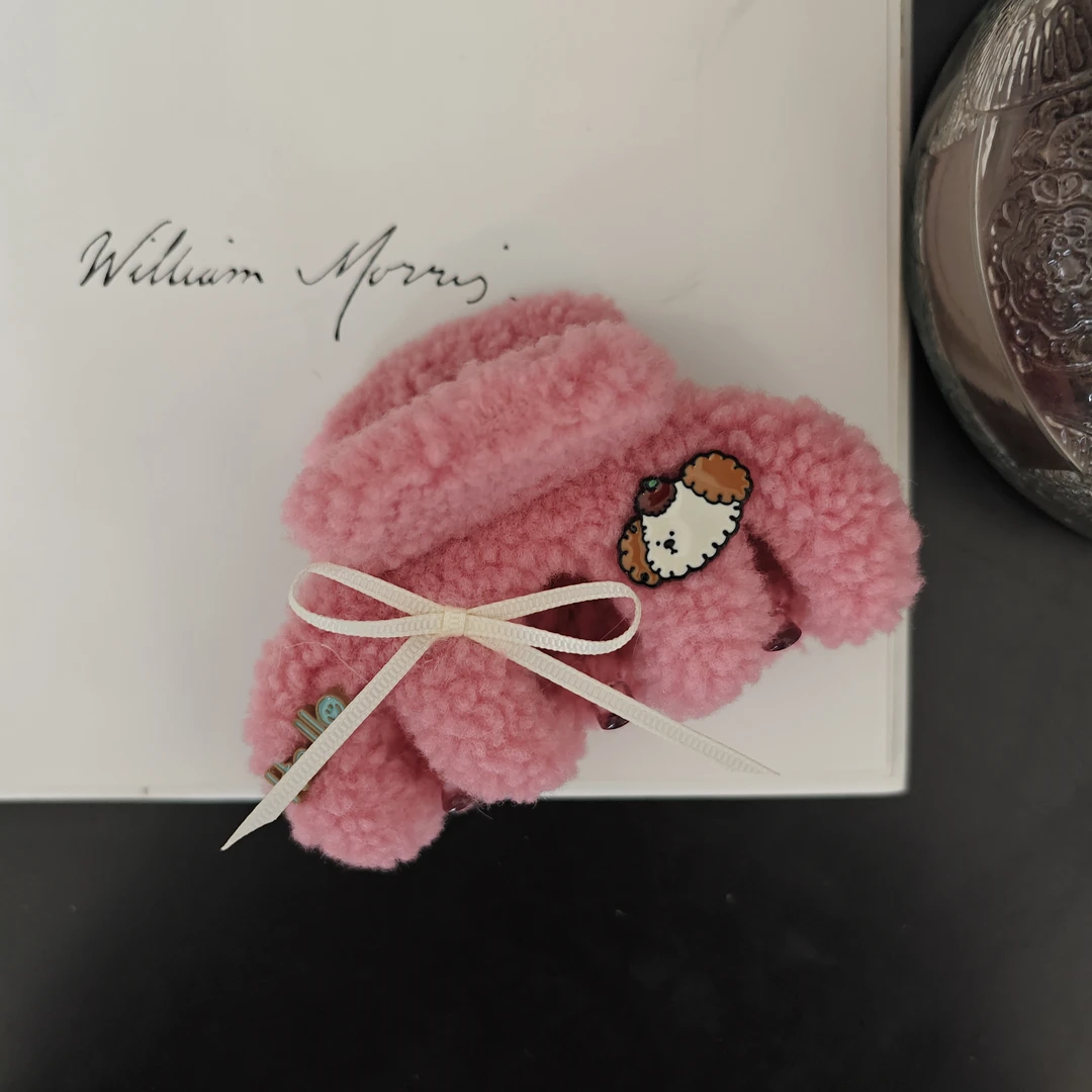 1684甜美AB面毛绒绒抓夹发夹（手工微瑕介意勿拍）