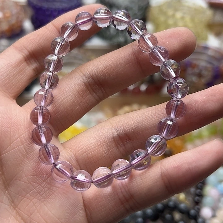 手链未镶嵌紫晶玻璃微瑕紫水晶刻面手链8