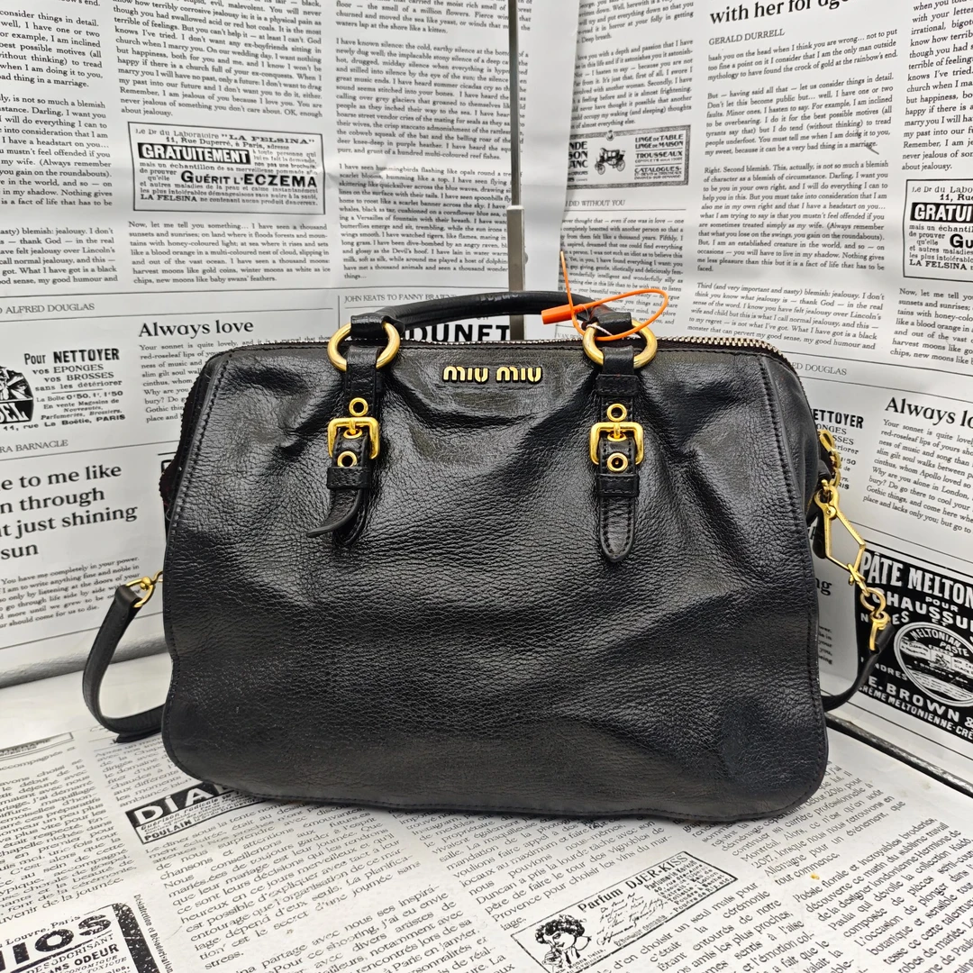 95新 MIU MIU/缪缪 miumiu/黑金斜跨包/ZH05514808/4808/修复品