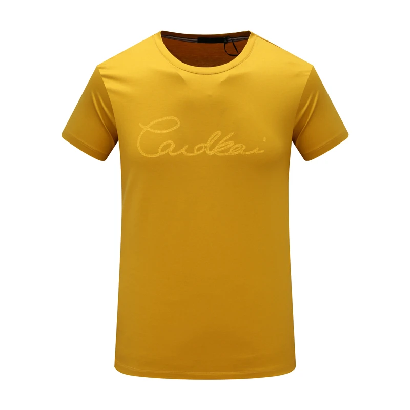 AB722歌男式春秋短袖T恤 棉休闲百搭上衣 黄色