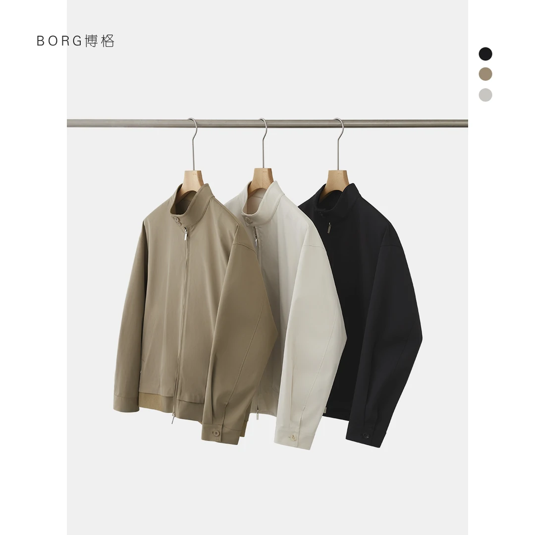 夹克外套男春季新款韩版简约休闲行政夹克立领时尚百搭男士茄克