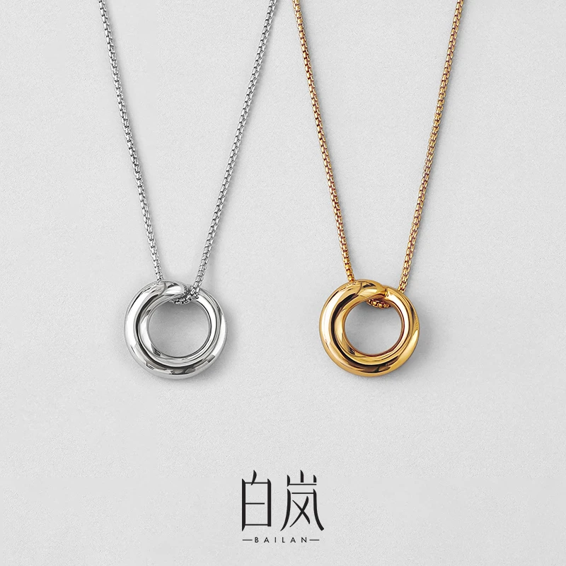 坠链均925银 白岚圆初项链女时尚简约小众925银锁骨链XL4571