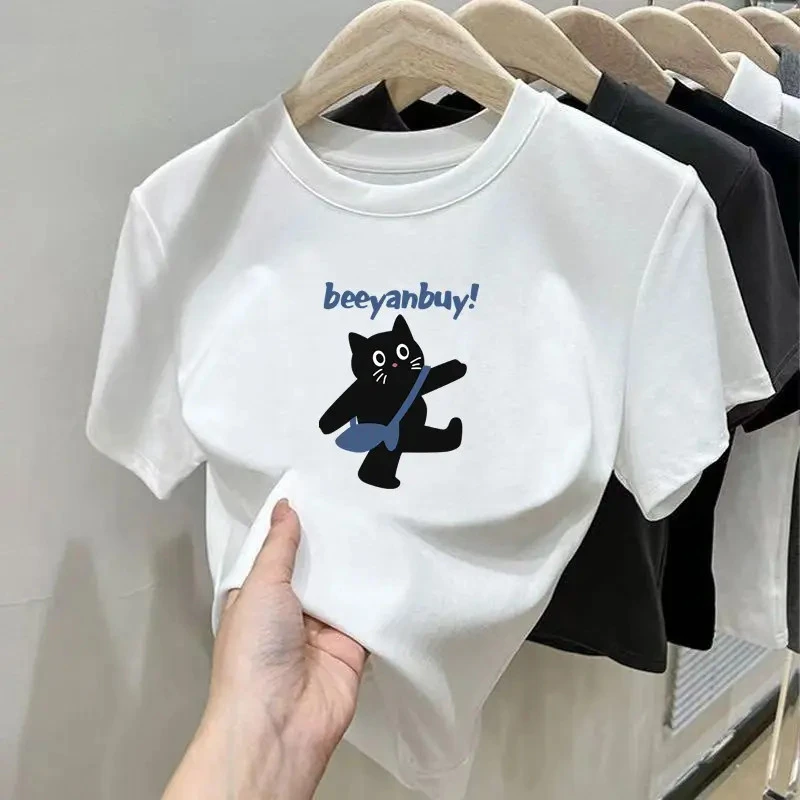 磨毛正肩圆领短袖t恤女时尚百搭加厚款白色上衣打底衫春夏秋冬季