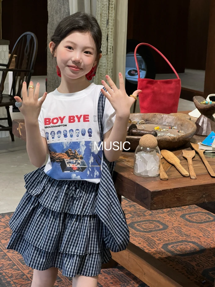 【郭郭童品】木➕格子蛋糕裙套装11372