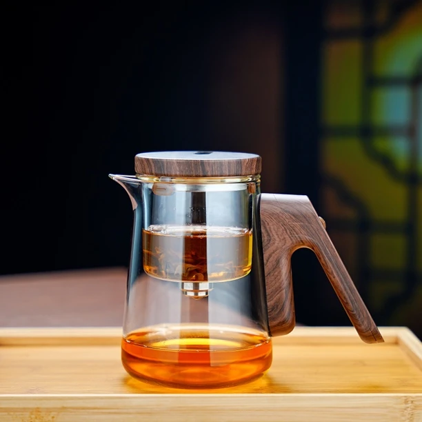 [deskpot/顶壶]高档一键磁吸茶水分离飘逸杯加厚大容量玻璃泡茶壶