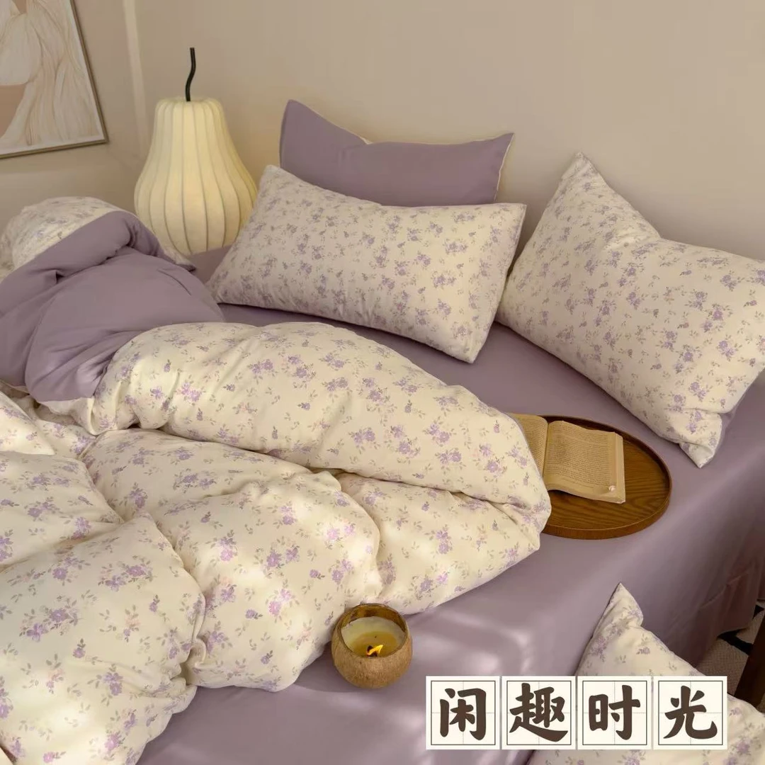 特！特！A类母婴级柔肤针织双层纱四件套被套纱布印花四季款