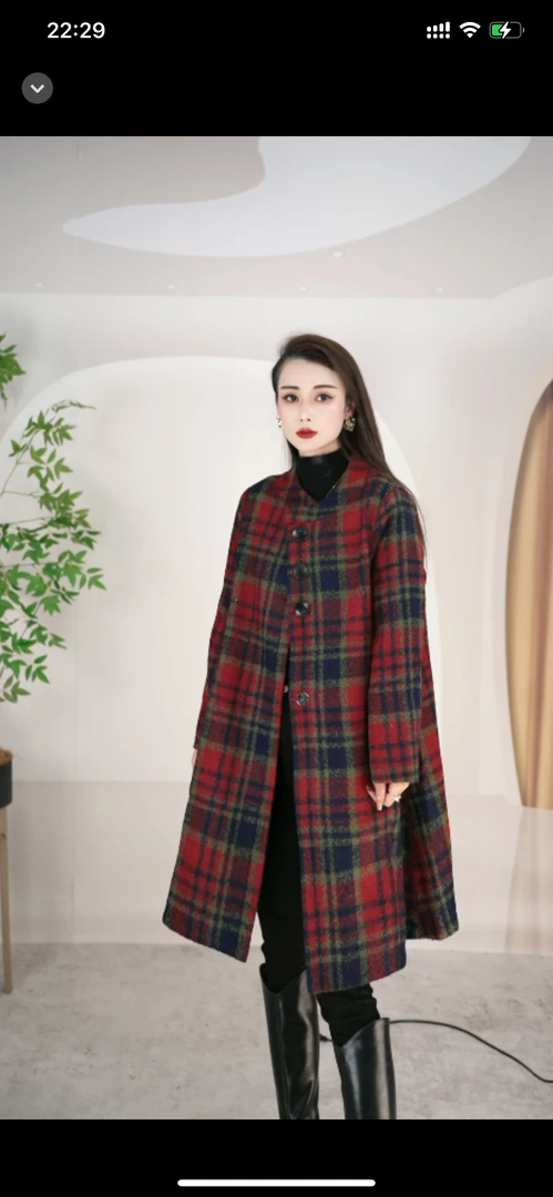 959-1时尚中长款毛呢秋冬外套新款宽松大衣2024大码女装