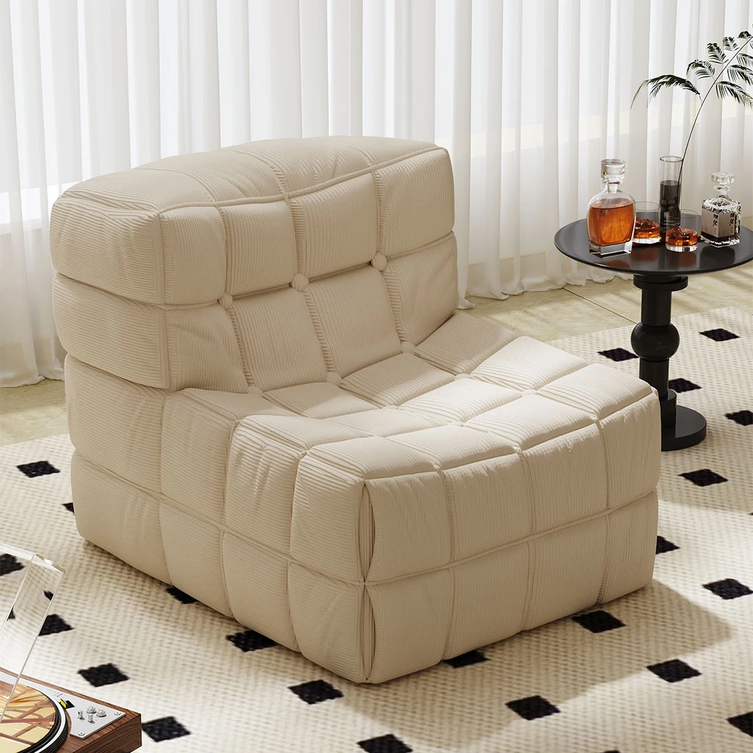 懒人沙发可躺可睡奶油风单人小沙发阳台客厅卧室休闲毛毛虫榻榻米