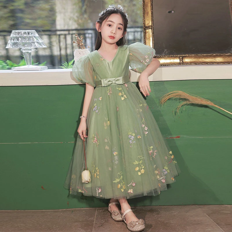 绿野仙踪2025夏季新款高定韩版中大女童纱裙女孩绿色夏款