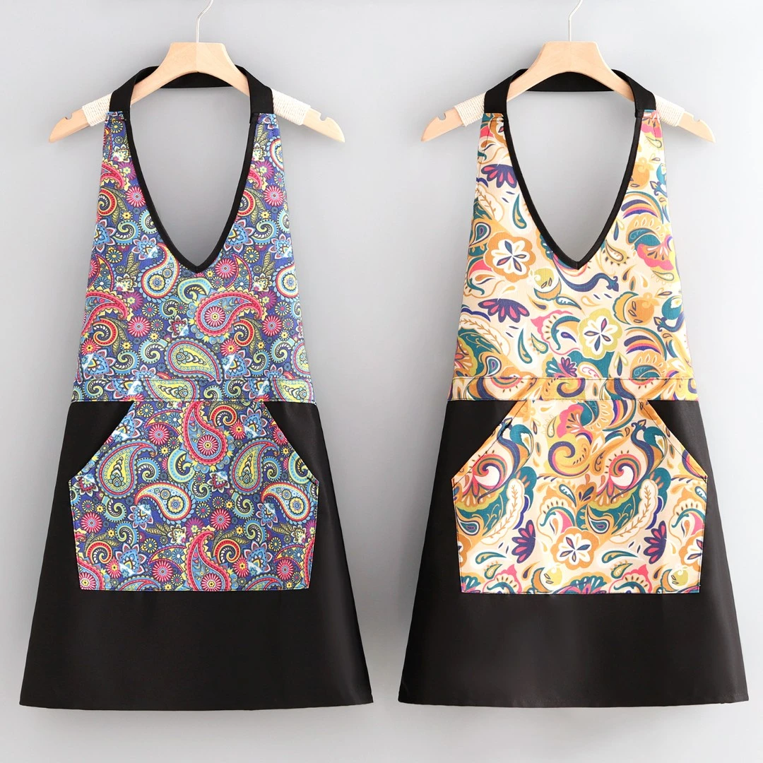 复古新中式餐饮围裙厨房做饭家用围腰防污耐脏火锅店专用工作服女