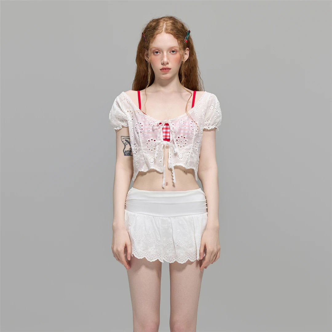 苏拉娜公主三件套分体泳衣女2025新款裙式短袖绝美显瘦温泉游泳衣