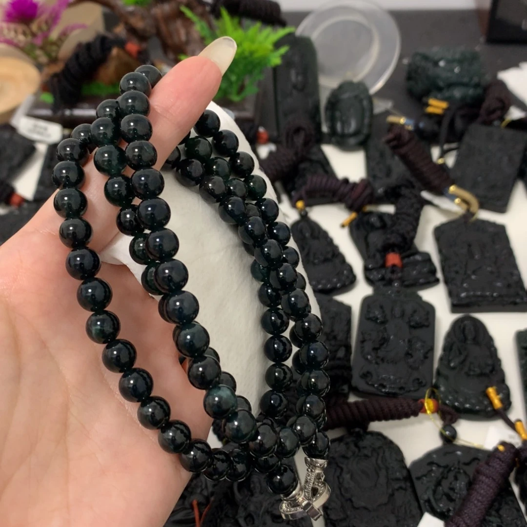 翡翠未镶嵌挂件天然缅甸a货钢琴黑挂件