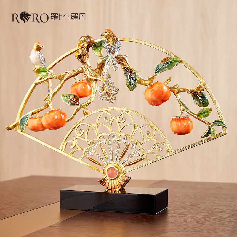 罗比罗丹《富贵吉祥》摆件新中式茶室珐琅彩工艺家居饰品