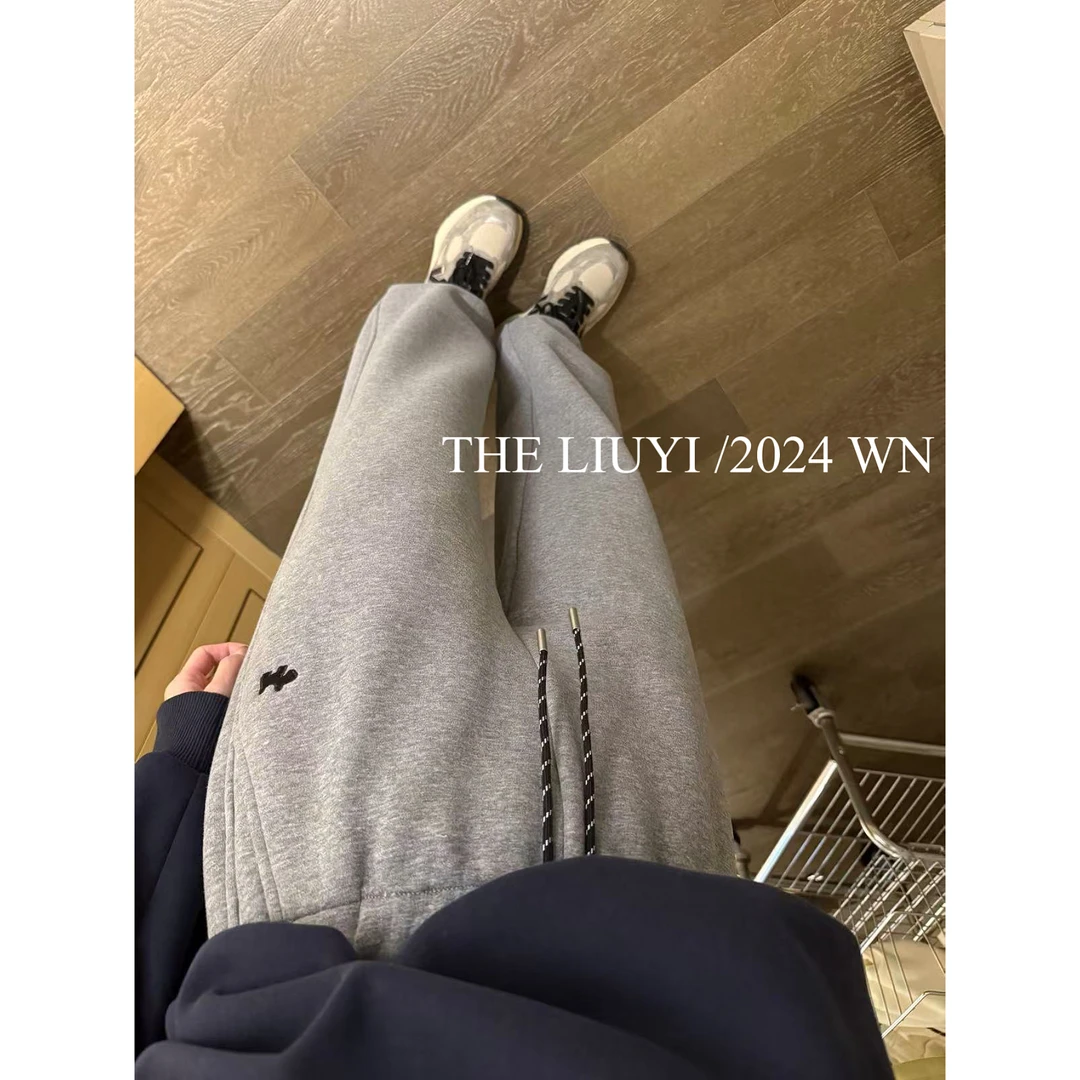 【LIUYI】飞行卫裤~高腰加绒加厚刺绣可收口休闲裤410314