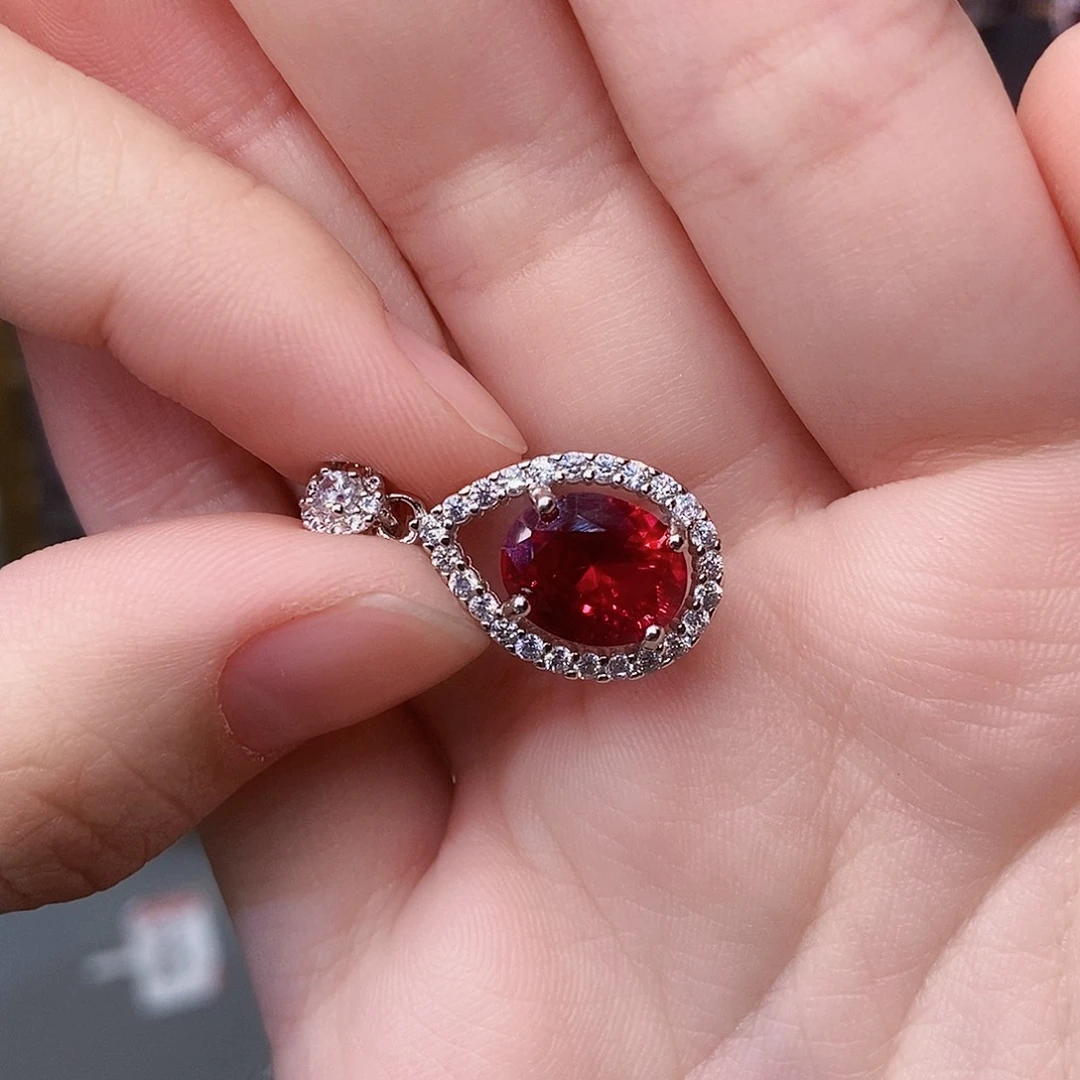 吊坠(赠链)红宝石银S925镶嵌