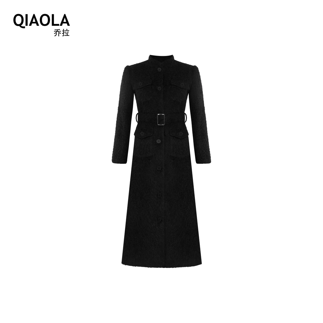 【黎时雾色】秋冬款毛呢单排扣小立领中长连衣裙预售