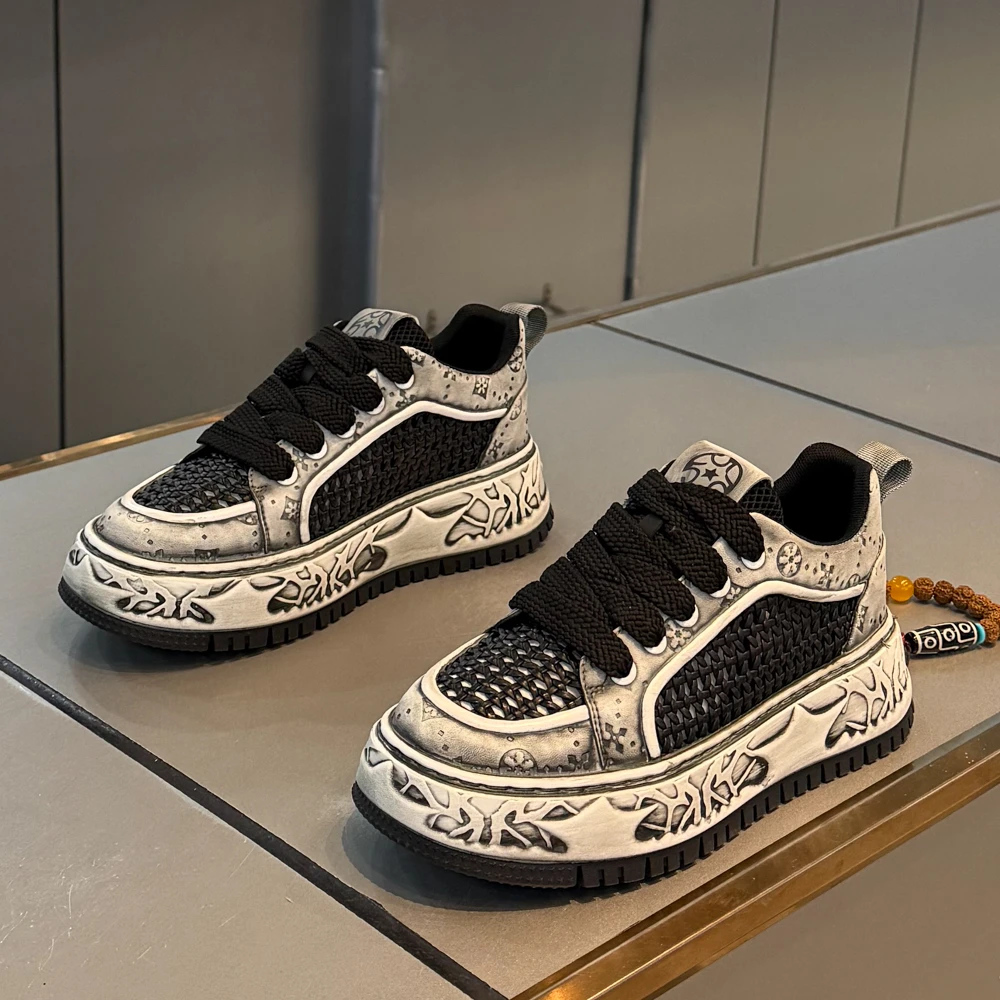 男鞋2025夏季新款舒适透气网面潮流时尚增高厚底老爹鞋休闲运动鞋