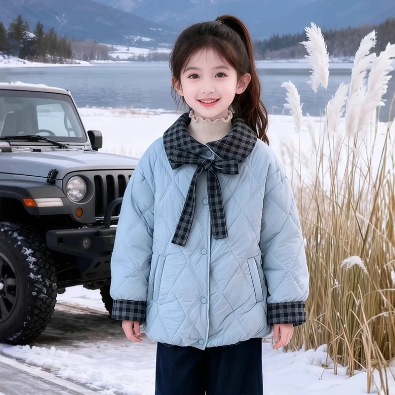 女童棉服外套秋冬季2025新款儿童夹棉加厚上衣女孩冬装双面穿棉衣
