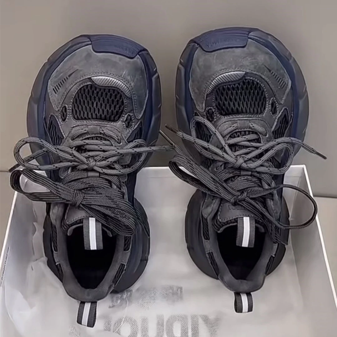 小怪兽运动鞋女款2025秋冬季新款厚底增高复古百搭休闲鞋老爹鞋子