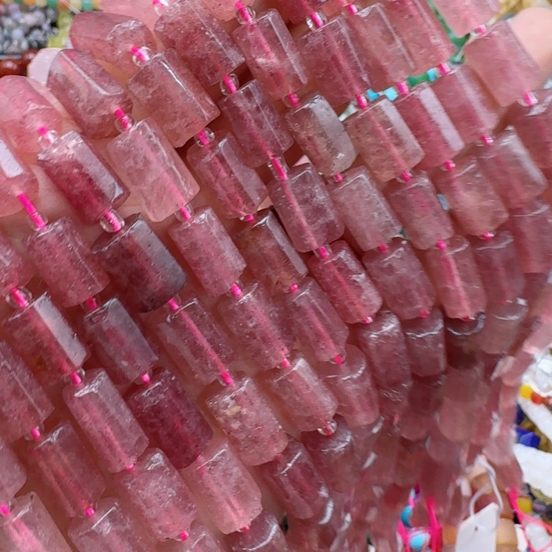 玛瑙/玉髓合金珠宝半成品8*12草莓晶一条