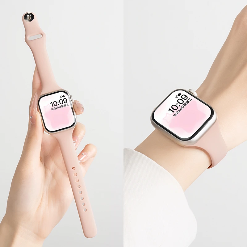 适用applewatch10表带iwatch9苹果S10手表SE8小蛮腰硅胶运动7新款