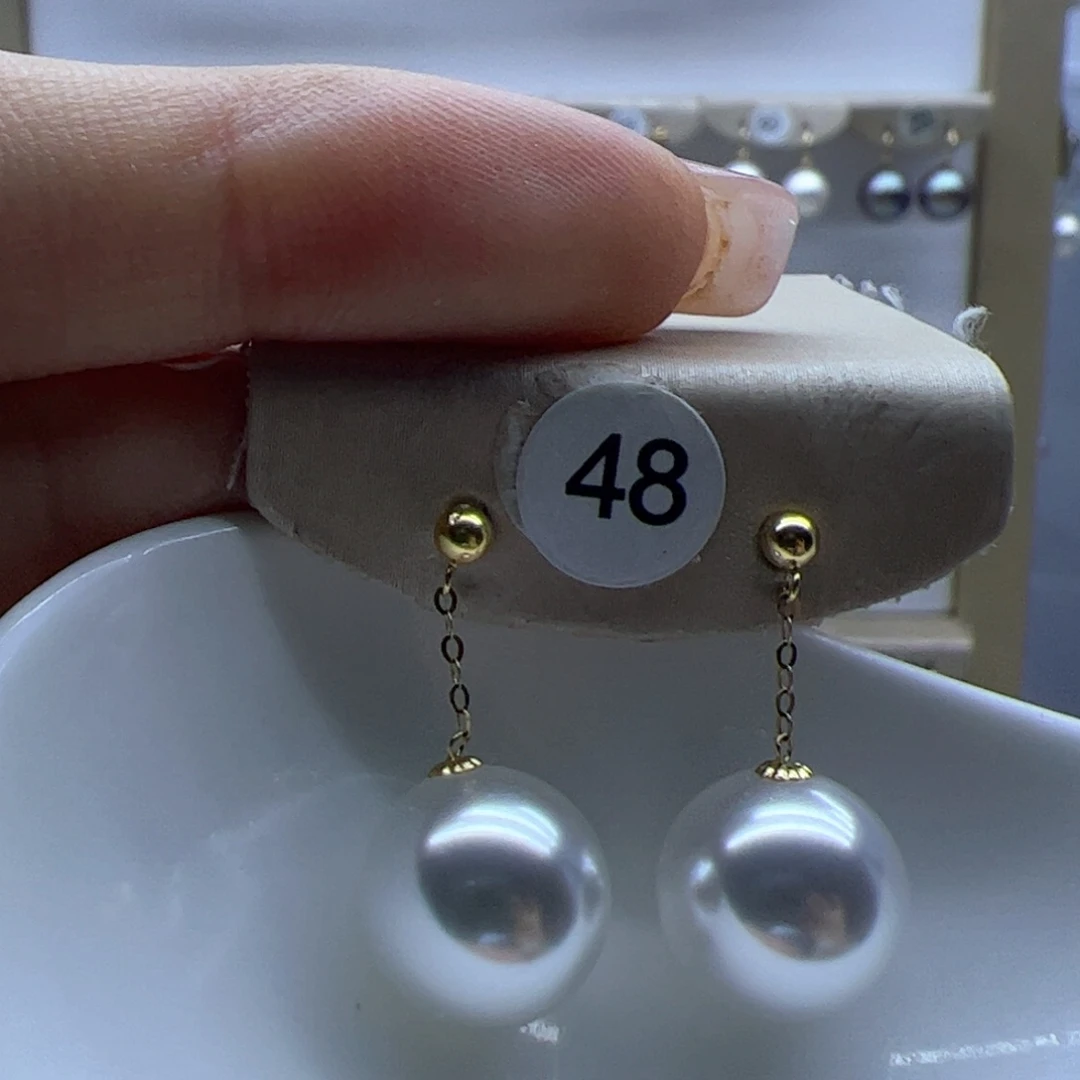 淡水珍珠耳饰18K金镶嵌