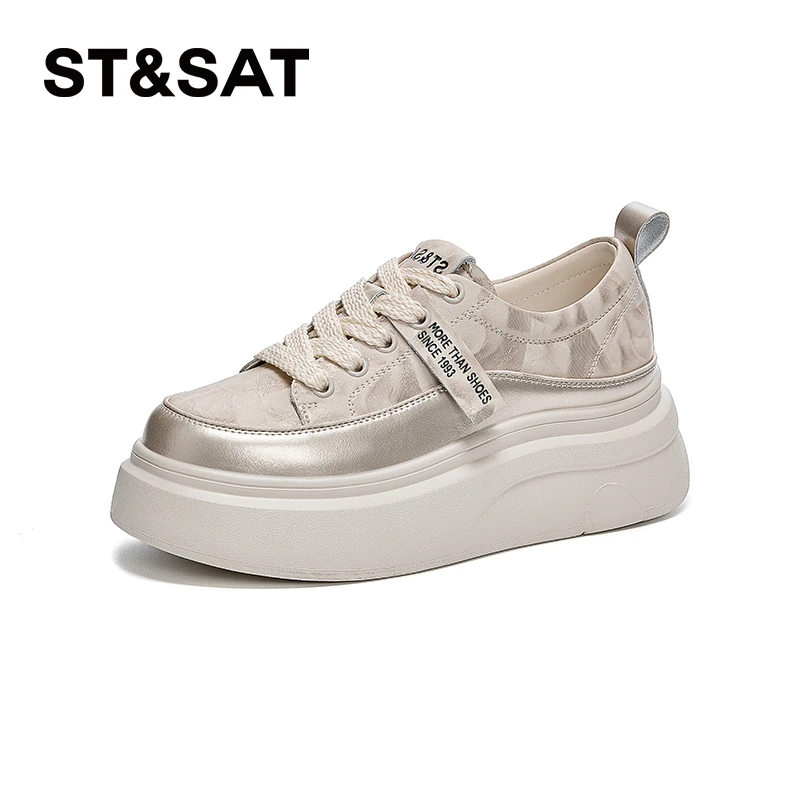星期六厚底时尚小白鞋女2025秋季新款百搭舒适潮流简约运动休闲鞋