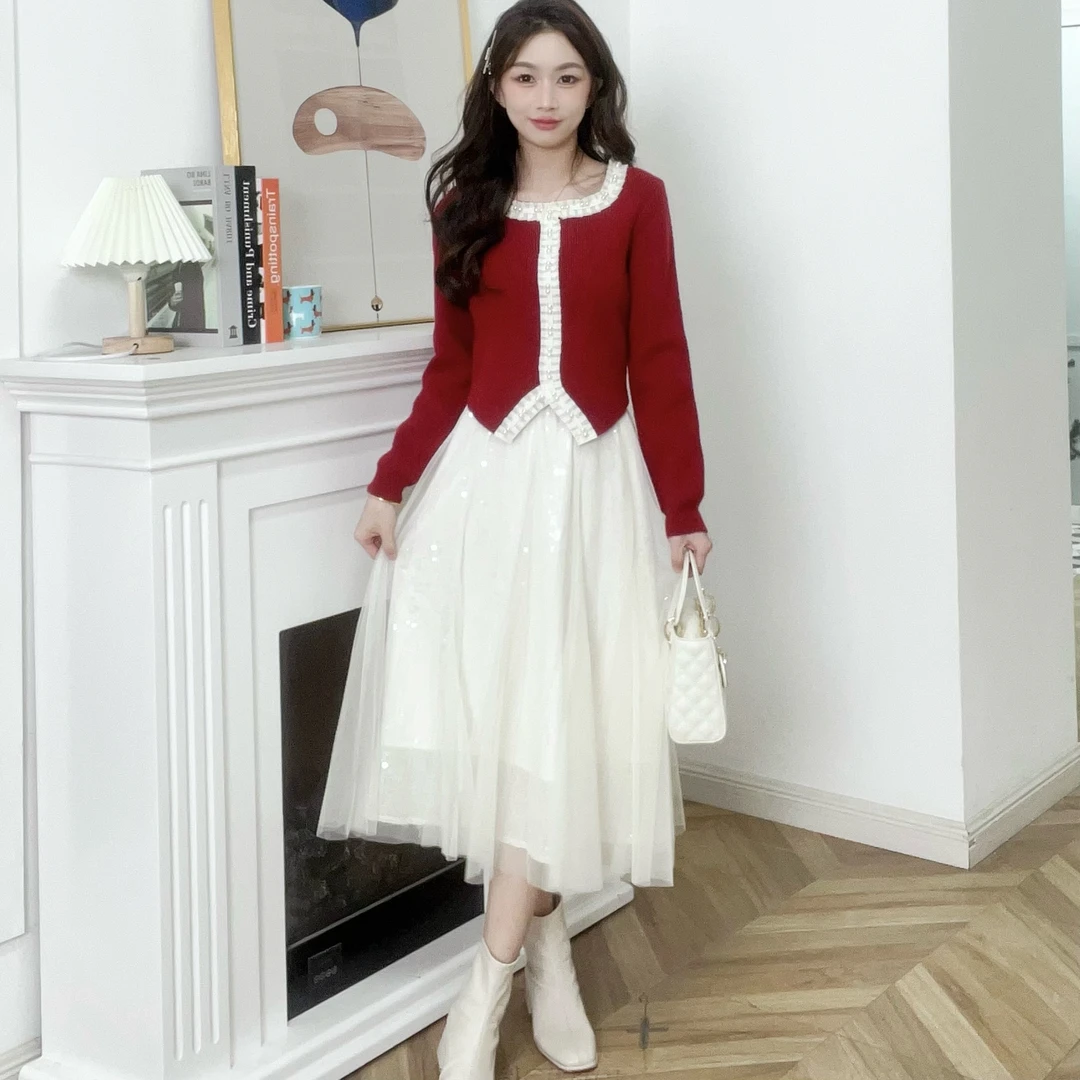 IEF/爱依服【小个子】套装2025冬季新款法式成熟优雅气质上下套裙