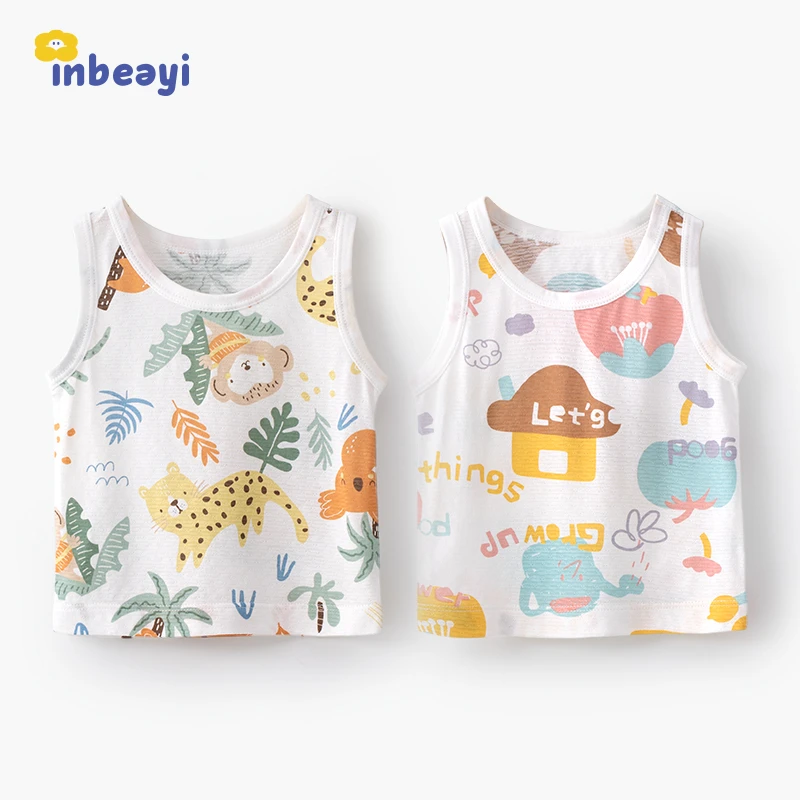 婴蓓依婴幼儿婴儿背心打底无袖半背夏季薄款新生儿护肚宝宝小背心