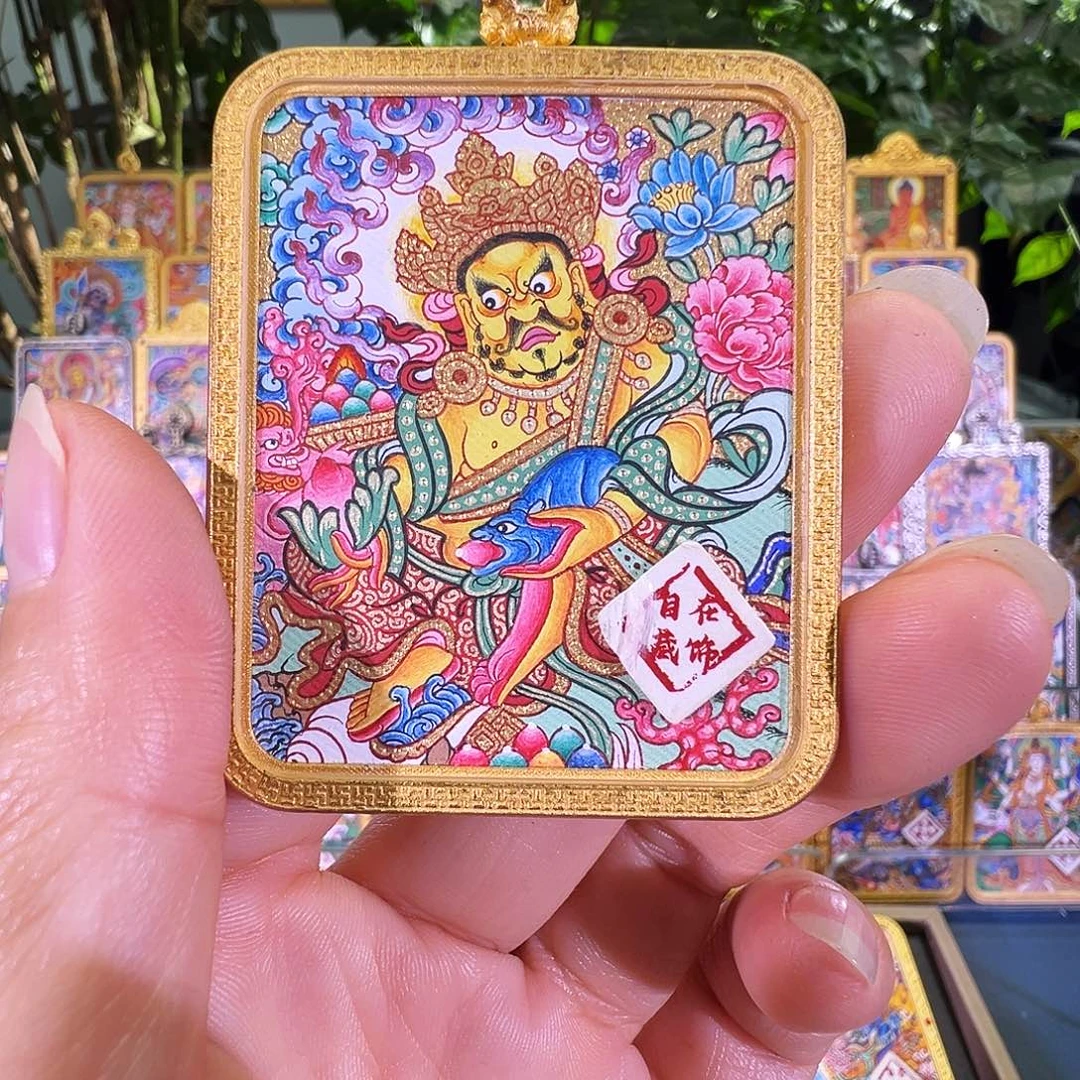 吊坠黄c热贡纯手绘唐卡