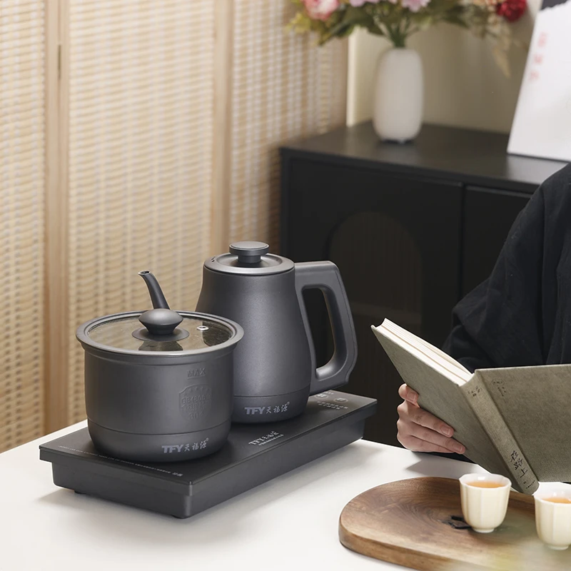 天福源Ｖ80水上水煮茶器茶桌茶台烧水茶炉1.2L拉丝银烧水+煮茶1.2L